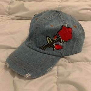 NWOT Denim Rose Hat